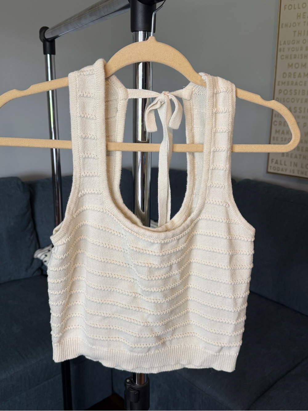 Lulu's Cream Knit Tie-Back Crop Tank
